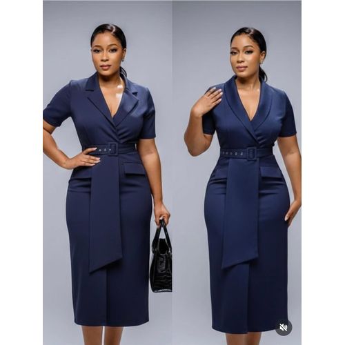 Navy blue midi dress