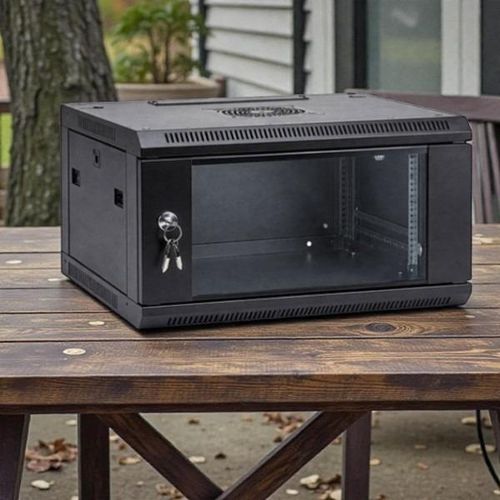 Multiple Venting Holes 6U Wall Mount Data Cabinet with Lockable Steel Frame & Smooth Paint Finish