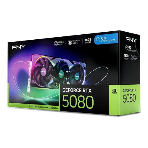 PNY GeForce RTX 5080 ARGB EPIC-X RGB OC Triple Fan 16GB GDDR7 Graphics Card VCG508016TFXXPB1-O