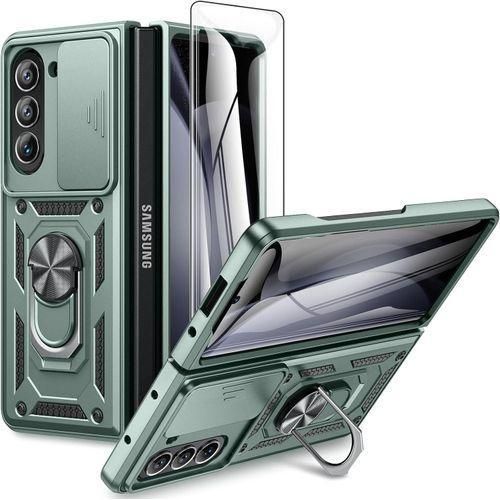 Samsung Galaxy Z Fold 5 Case with Sliding Camera Lens Cover and 360° Rotating Ring Cover, Enhanced Lens Protection Design