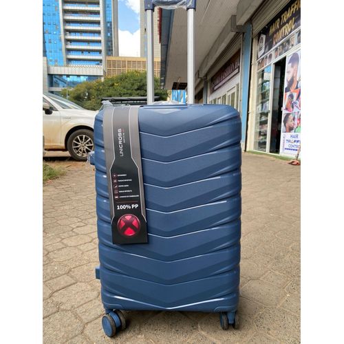 Unicross 23-inch Unbreakable PP Medium Suitcase - 15kg Capacity Flight-Ready Check-in Luggage - 360 Spinner Wheels 3-Digit Lock - Scratch Resistant Rubberized Hard Shell Travel Bag - Navy Blue