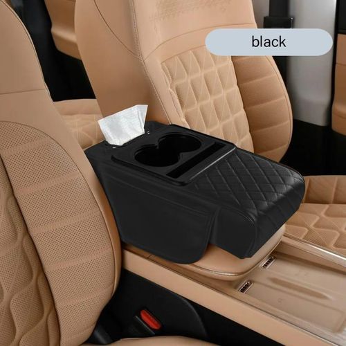 5 in 1 Auto center console armrest cushion with 2 cups holdertissue holderside storage