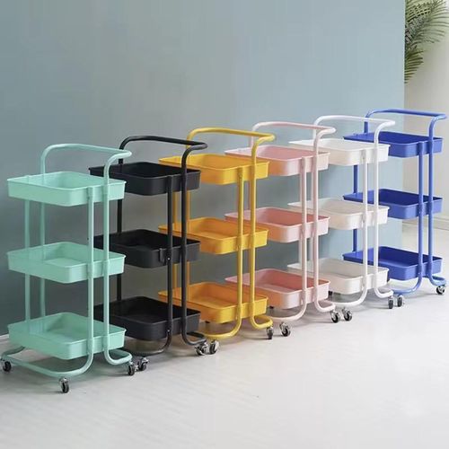 Multi-functional movable trolley storage rack full metallic