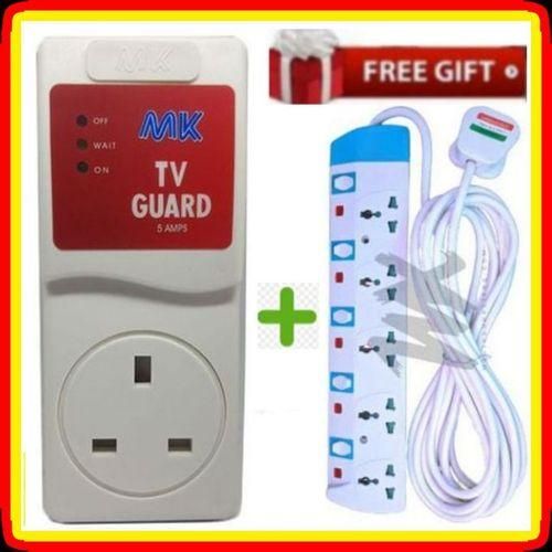high electricity protection for smart tv - TV Guard -white +Free 5 Way Power Extension Cable