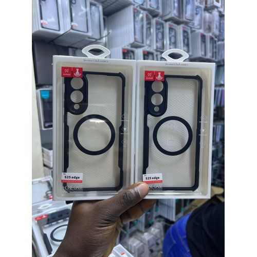 Xundo Airbag Shockproof Magnetic Bumper Case For Samsung S25 Edge – Transparent Acrylic + TPU Anti-Fall Cover