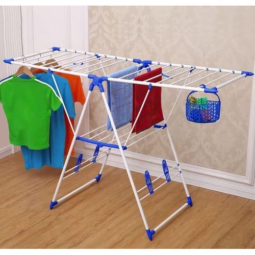 Clothes Airer 2 Tier Folding Stainless Steel Laundry HotelHousehold Easy to Store Clothes Drying Rack Adjustable Dry Rail Hanger for Indoor Outdoor PatioBlue Present Lofty Ambition Safehappy
