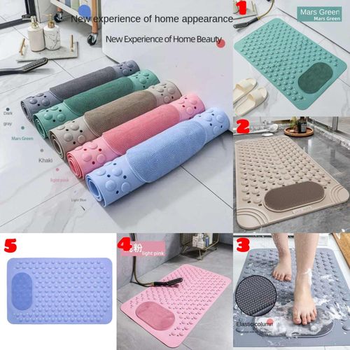 Bathroom Anti-Slip Mat with Foot Scrubber – Waterproof Rubber Shower Bath Mat 36×70cm