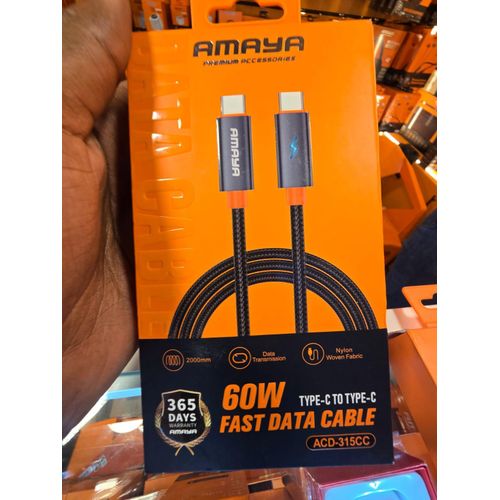 ACD-315CC 60W Fast Charge Type-C to Type-C Cable 2000mm Nylon Woven USB-C Data Transmission Cable