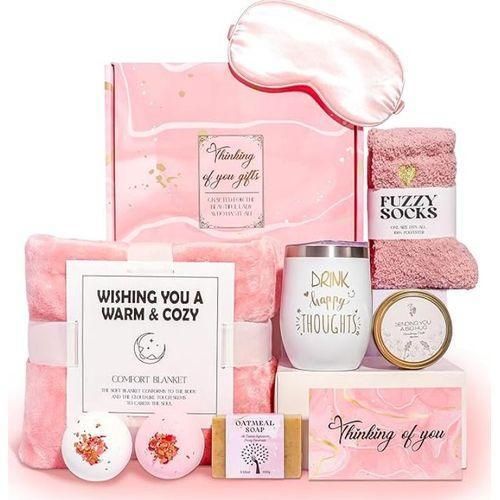 Self Care Gifts for Women, Thinking of You Gift Care Package with Blanket and Goodies for Women - Mom, Wife, Partner, Friends, Sister. Self Care Spa Relaxing Baskets for Christmas, Valentine's, Mother's Day, Birthday, Just Because.