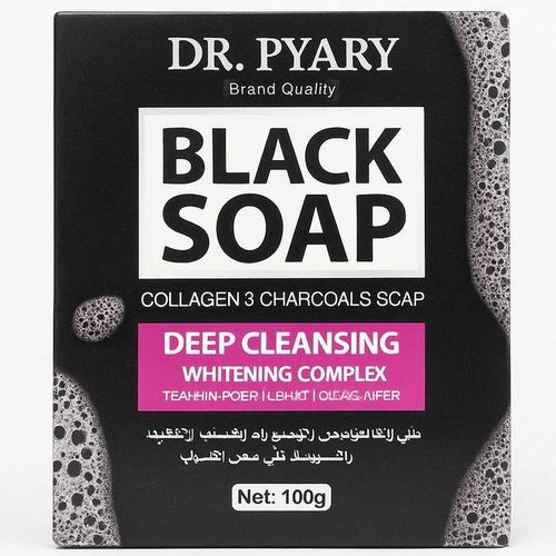 Dr. Pyary Black Soap – Collagen & Charcoal Deep Cleansing Soap – 100g