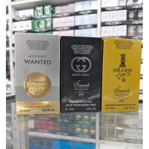 Smart Collection Mens 3-in-1 Mini Perfume Set No 477 Wanted No 334 Gucci Guilty No 262 1 Million