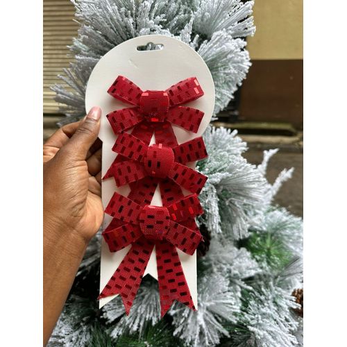 Red 3 piece Christmas tree bowknots Christmas bows