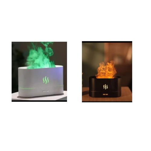 Flame Aroma Diffuser Fire-Like LED Humidifier Black White