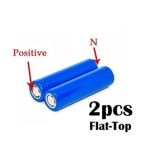 2pcs 18650 Lithium Rechargeable Batteries 3.7v Cylindrical. Flat Top Battery, with Protection PCB