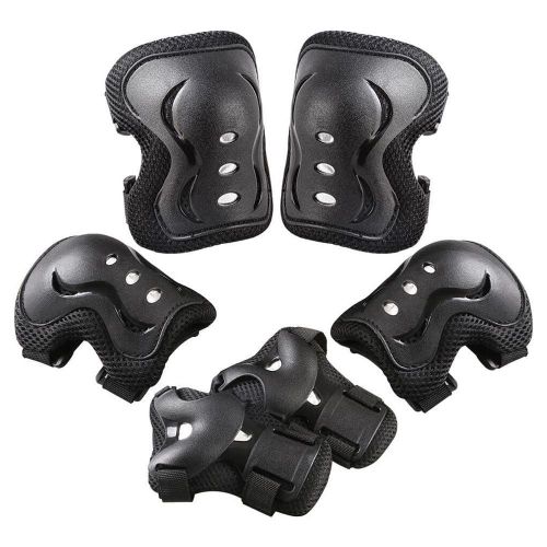 Full Protection Black Skating Cycling Guards with Knee Hand and Elbow Pads