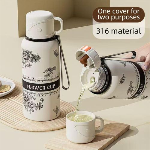 Thermal Water Bottles Vacuum Flask 800ml 316 Stainless Steel White - Travel Office