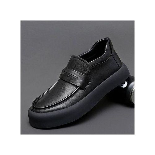 Black FrostingMens Leather Shoes Spring New Loose Casual Men Shoes Korean Version Simple Soft Soled Business Leather Shoes Shoes For Men JIN