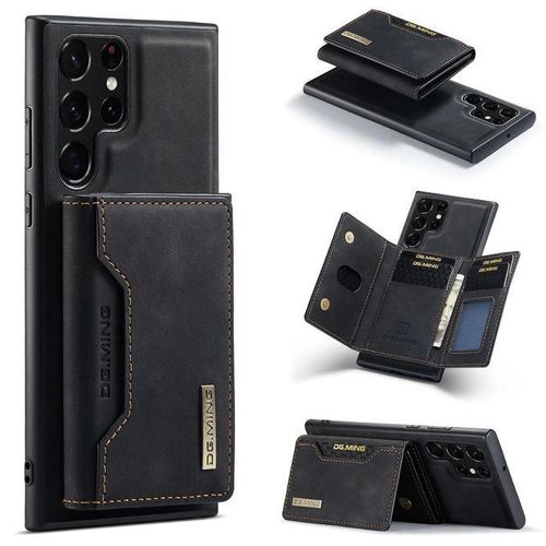 DG.MING 2 in 1 Leather Detachable Wallet Case for Samsung Galaxy S23 Ultra – Magnetic Flip Cover with RFID Blocking, Shockproof TPU Protection, Card Holder & Kickstand (Black)