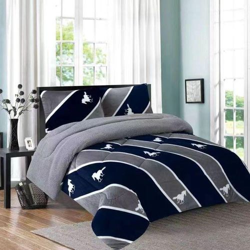 1PC Woolen Duvet Blanket 4*6 5*6 Soft Warm Microfiber Bedding Set- Blue Grey