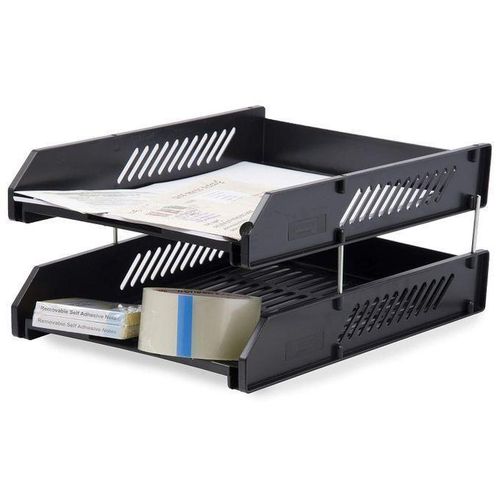 Superior 2 Tier document Trey Letter Tray Side Load, Desktop File Organizer Desk Organizers and Accessories 2 Tier Paper Letter Tray Organizer forFile Holder, Desktop Organizer for Office Supplies Stackable Office Letter Organizer Desk Tray