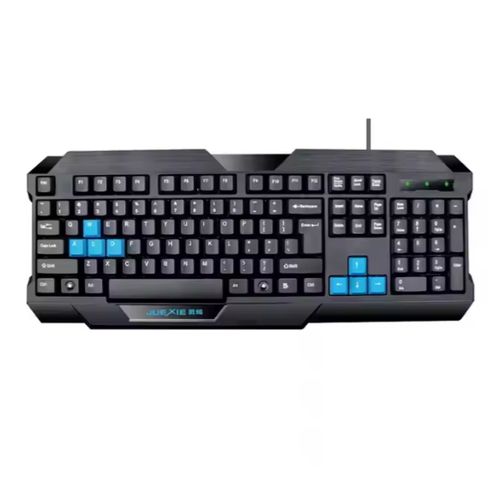 New Professional Ergonomic Black With Blue PS/2 Wired Keyboard Office Gaming Game Keyboard