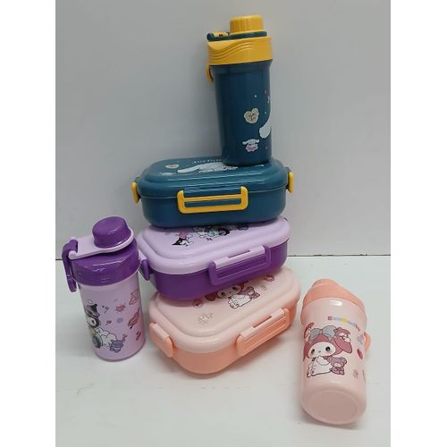 Kids Gift Pack Snack Set Snack Box 1000ml + Water Bottle 500ml Green