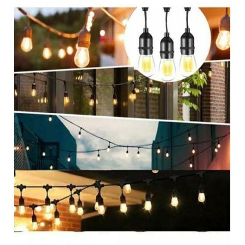 10 Meter Outdoor String Lights 10 Sockets E27 Screw Heavy-Duty Waterproof Rubber Cord Garden Patio Decor Connectable Lighting Set for Outdoor Ambiance