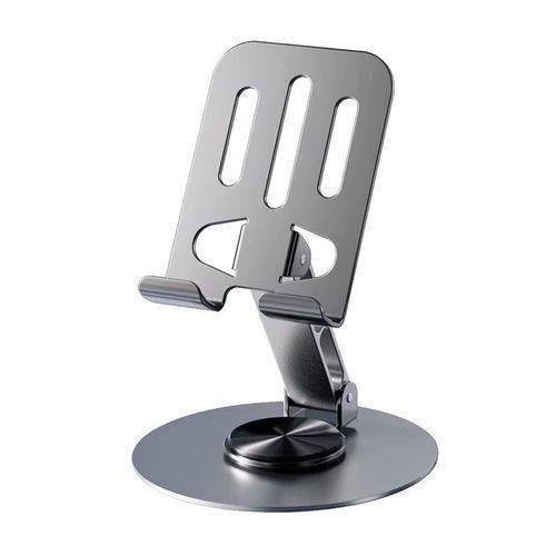 White Label Metal Desktop 360 Degree Rotating Cell Phone Holder - Silver