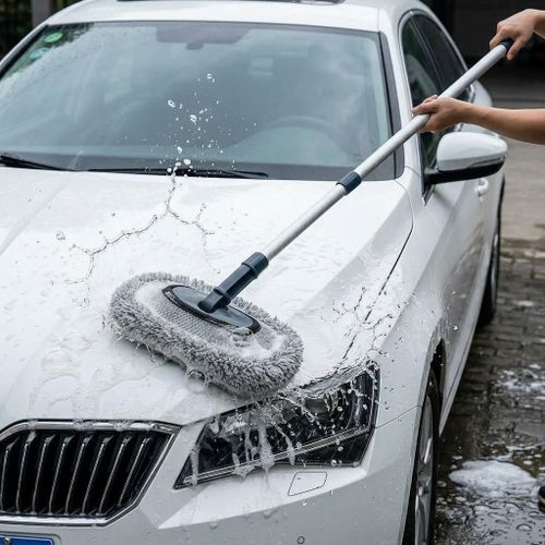Fast and Efficient Precision Cleaning Long Handle Car Wash Cleaning Mop Brush with detachable Soft microfiber Head
