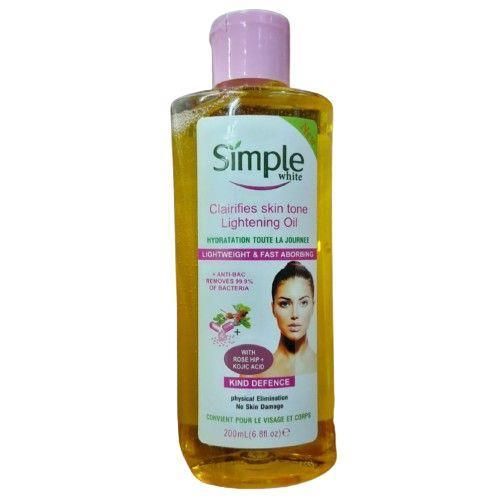 Best Simple White Clarifies Skin Tone Lightening Oil Brightens Skin, Reduces Dark Spots, Hydrates, Evens Tone, Anti-Aging, Nourishes, For Face and Body