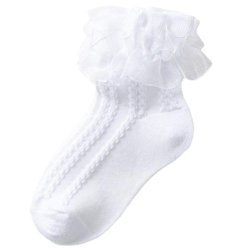 1 Pairs Girls Socks Lace Ruffle Socks Princess Mesh Children Ankle Short Breathable Cotton White Pink Boys Toddler Sock 1-12yearL7-9 Years Old