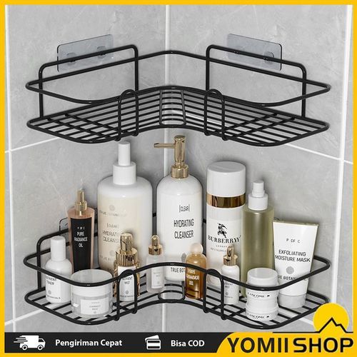Wall-Mounted Shower Caddy Rack No-Hole Bathroom Triangle Shelf Wall-Mounted Toilet Shower Sink Storage Organizer