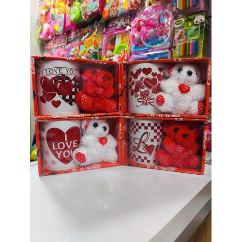 cup with Big teddy bear valentaine gift