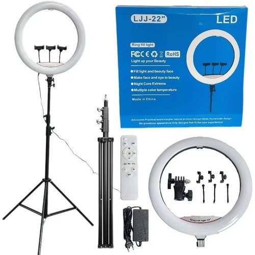 22 Inch LED Ring Light with 3 Phone Holders – Large Professional Light for Studio Video & Photography 2.1m tripod stand RGB and 3 modes