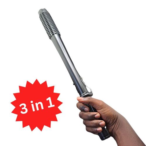 3 in 1 Multifunctional Baton Torch Security Guard Self Defense Rungu Flashlight Metal Askari