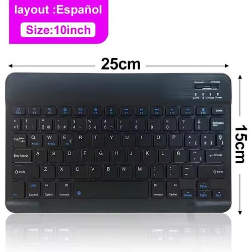 10-inch Bluetooth wireless keyboard, rechargeable, suitable for mobile phones, tablets, and Android, iOS, Windows systems