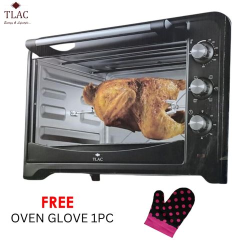 60L Electric Oven Conventional 2200W 6 Stage Switch Heating Selection with Free Oven Glove 1Yr Warranty Black