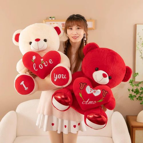 Large Red Teddy Bear Plush Toy with Love Heart – Soft Cuddly Stuffed Bear Gift for Valentine’s, Birthday & Special Occasions