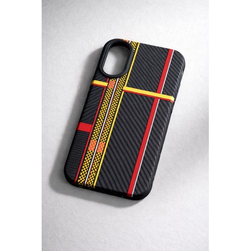 Luxury Carbon Fibre Tribal MagSafe Case for Apple iPhone 17 – Yellow-Black – Slim & Durable Protective Cover