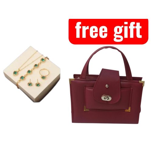 Elegant Womens 4PCS Jewelry Gift Set Necklace Earrings Bracelet Ring with Free Handbag Perfect For Daily wear Parties special occasions Weddings events Birthday anniversary and graduation gifts As a bonus comes with FREE Durable handbag