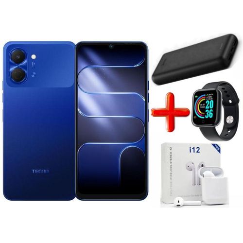 POP 20, 6.75", 4GB RAM EXPANDABLE UPTO 8GB RAM + 128GB ROM,DUAL SIM,5000MAH,13MP,120HZ - BLUE + FREE GIFTS