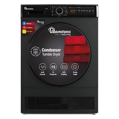 9KG Condenser Tumble Dryer Large Capacity Ventless Dryer Multiple Drying Programs LED Display Anti-Crease Function Stainless Steel Drum Energy Efficient Home Laundry Dryer