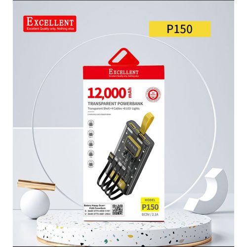 P150 12000mAh transparent powerbank....black