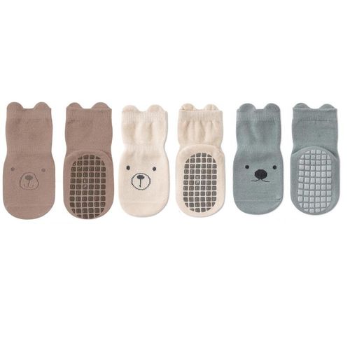 3 PairsSet Infant Baby Girls Anti-slip Socks Cotton Cartoon Toddler Girl Mid Tube Sock Children Kid Girl Indoor Rubber Sock KitM for 1-3 years