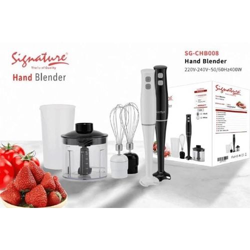 4-in-1 Electric Hand Blender 600W Motor Blender Chopper Whisk Stainless Steel Shaft
