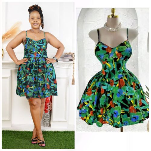 Elegant Ladies Floral Summer Dress – Fit & Flare Mini Dress for Women (Casual Party Wear)