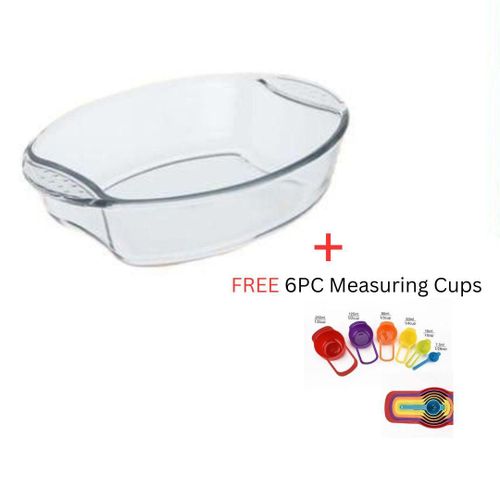 14L Oval Glass Baking Pan FREE 6pcs Measuring Cups