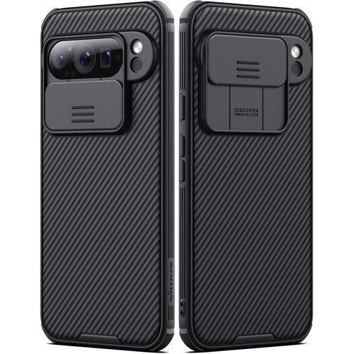 Nilkin Pixel 9 Pro Case with Slide Camera Cover, Camera Lens Protector Privacy, Thin Slim Fit, Shockproof Protective, 0.9mm Raised Lens Bezel, TPU+PC Dual Protection - Black