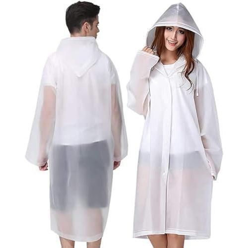 Unisex White Adult Raincoat Waterproof Hooded Jacket for Men & Women Thickened, Windproof & Durable, Ideal for Hiking, Camping, Cycling, Fishing, Work or Travel in Wet & Cold Weather Rain Jacket/Rain Coat