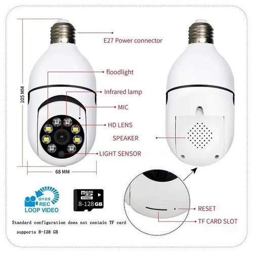 E27 Socket Lamp Holder HD 1080P 360 Panoramic CCTV Wifi IP Camera PTZ Bulb Camera